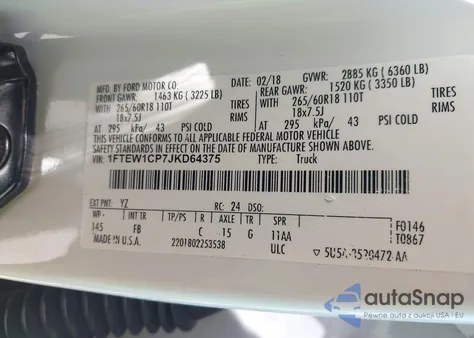 2018 Ford F-150 Xlt from USA, damaged, VIN 1FTEW1CP7JKD64375